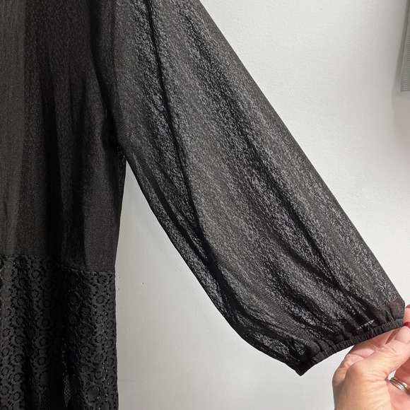 Ember Kimono Womens XL Black Sheer Mesh Crochet Open Front Witchy Whimsigoth - Picture 8 of 10